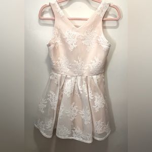 Miss Behave girl’s party dress. Size 14. White with lace flowers